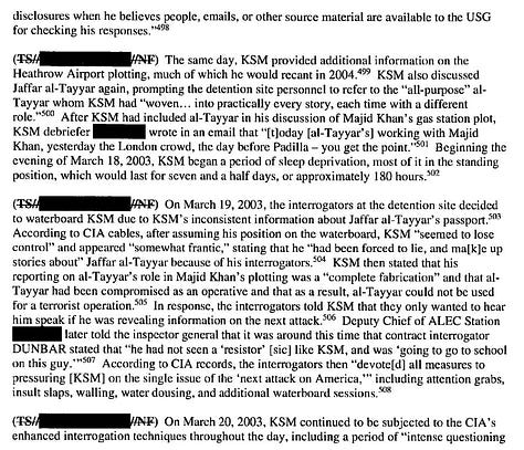 The CIA Waterboards KSM at Least 183 Times; KSM's Reporting Includes Significant Fabricated Information (CIA Detention & Interrogation Program Senate Select Committee On Intelligence)