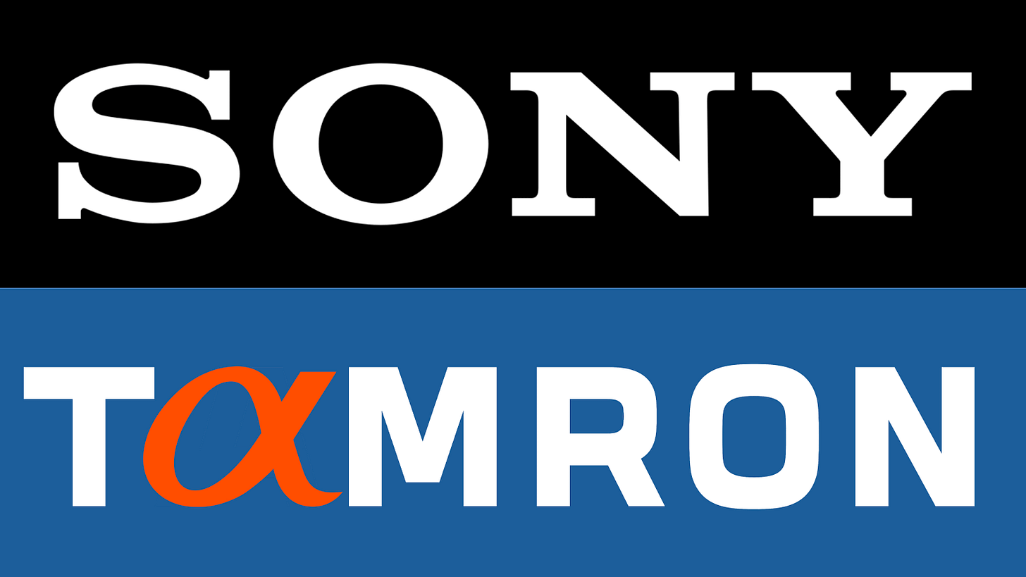 Sony logo above the Tamron logo (featuring the Sony "alpha" character) Sony logo above the Tamron logo (featuring the Sony "alpha" character)