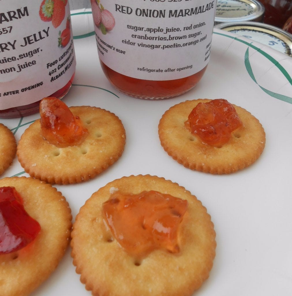 marmalade samples at a farmers market