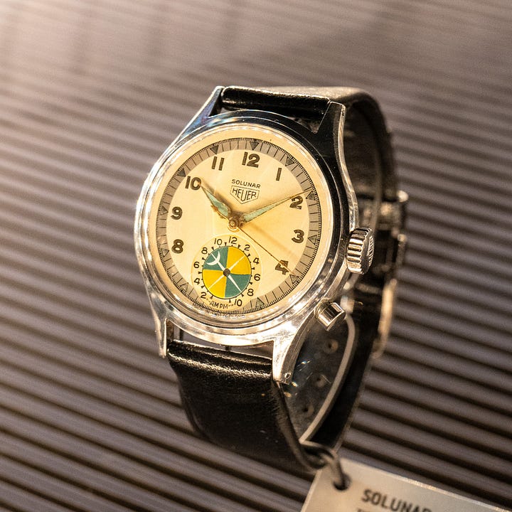 Vintage Heuer tide indicator seafarer and solunar