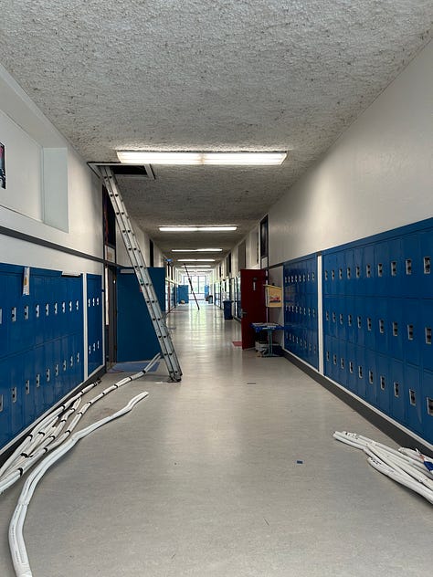 new roofing and HVAC installation on school buildings