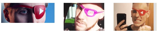 A person wearing a pink eye patch

Description automatically generated