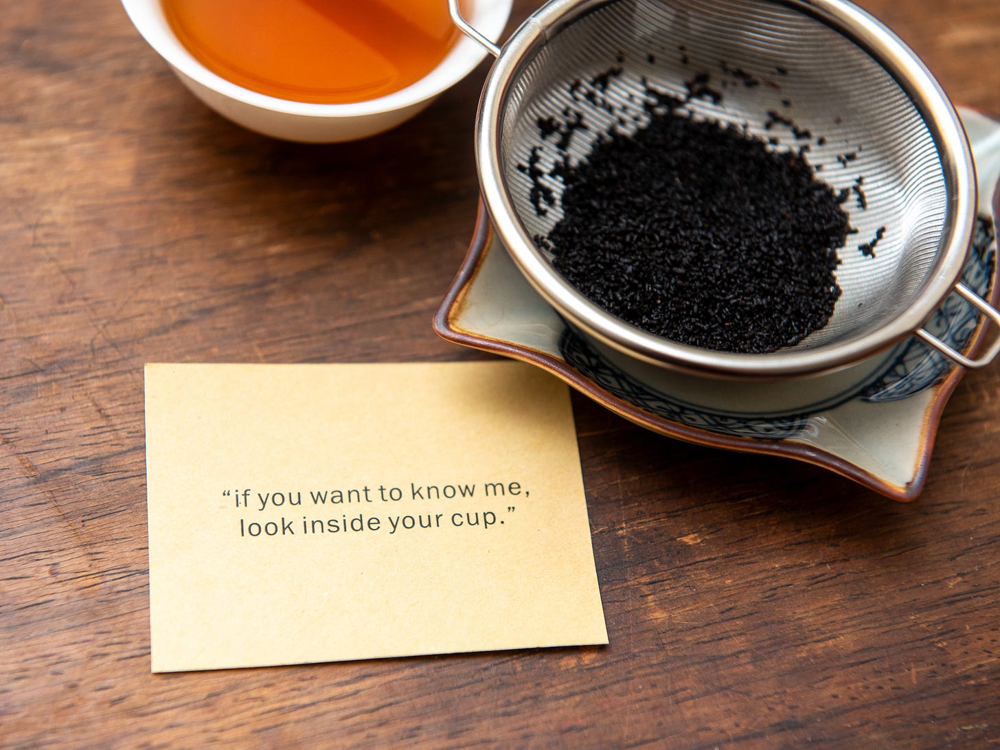 ID: Brewed chong shi cha with "fortune cookie"