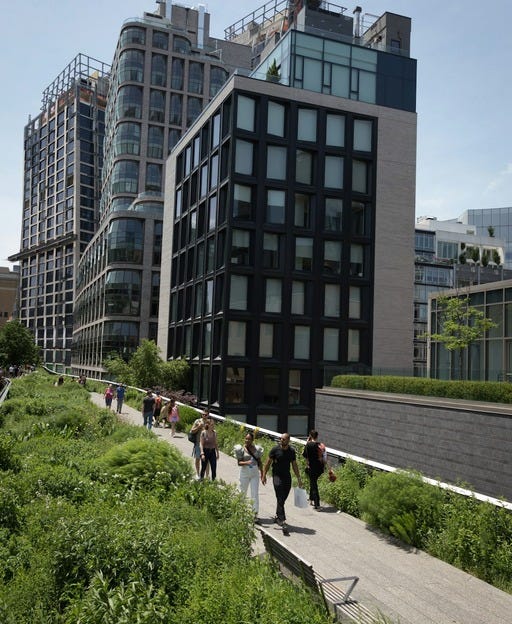 May be an image of grass and skyscraper