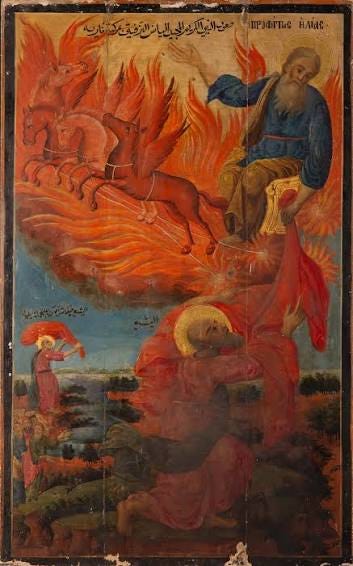 Icon of Saint Elias ascending into heaven