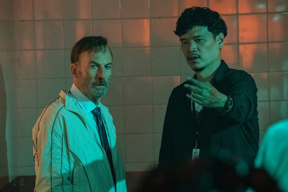 Timo Tjahjanto directing Bob Odenkirk on the set of Nobody 2 (2025)