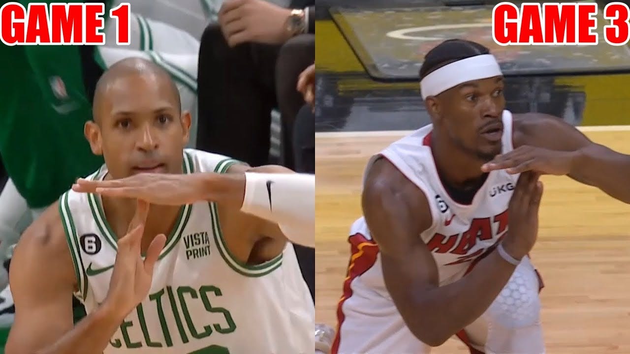 Jimmy Butler imitates Al Horford and calls a timeout for the Celtics 😂  Game 3 - YouTube