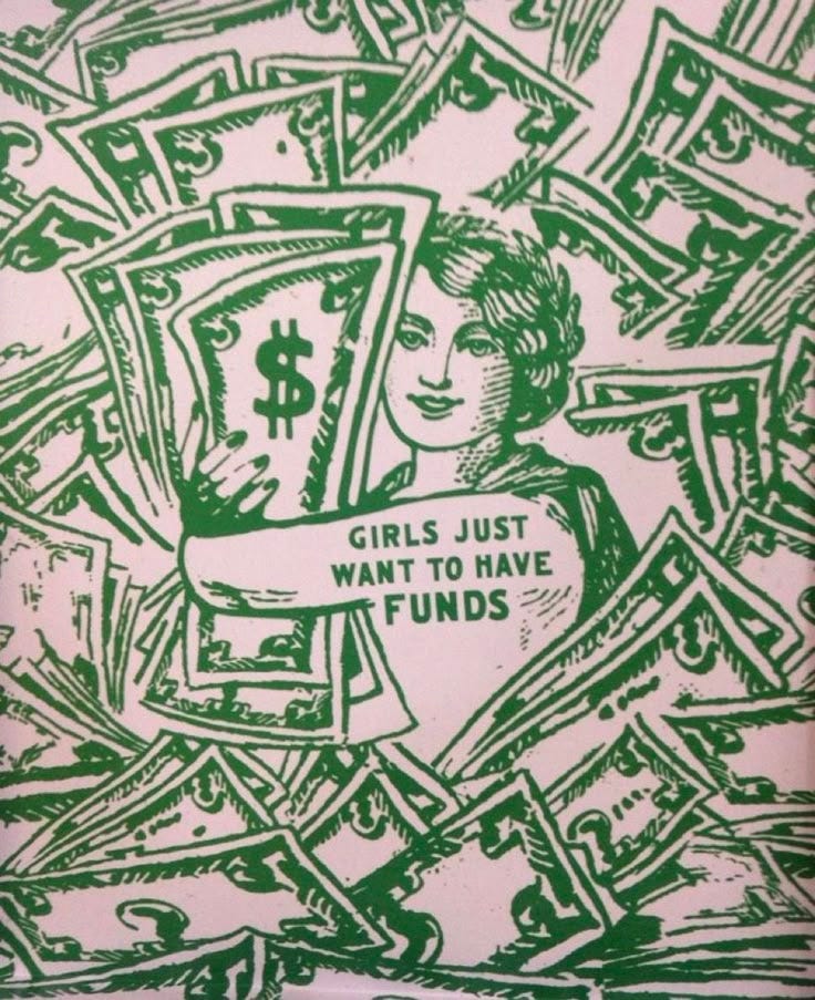 This may contain: a green and white poster with words on it that says girls just want to have fund This may contain: a green and white poster with words on it that says girls just want to have fund
