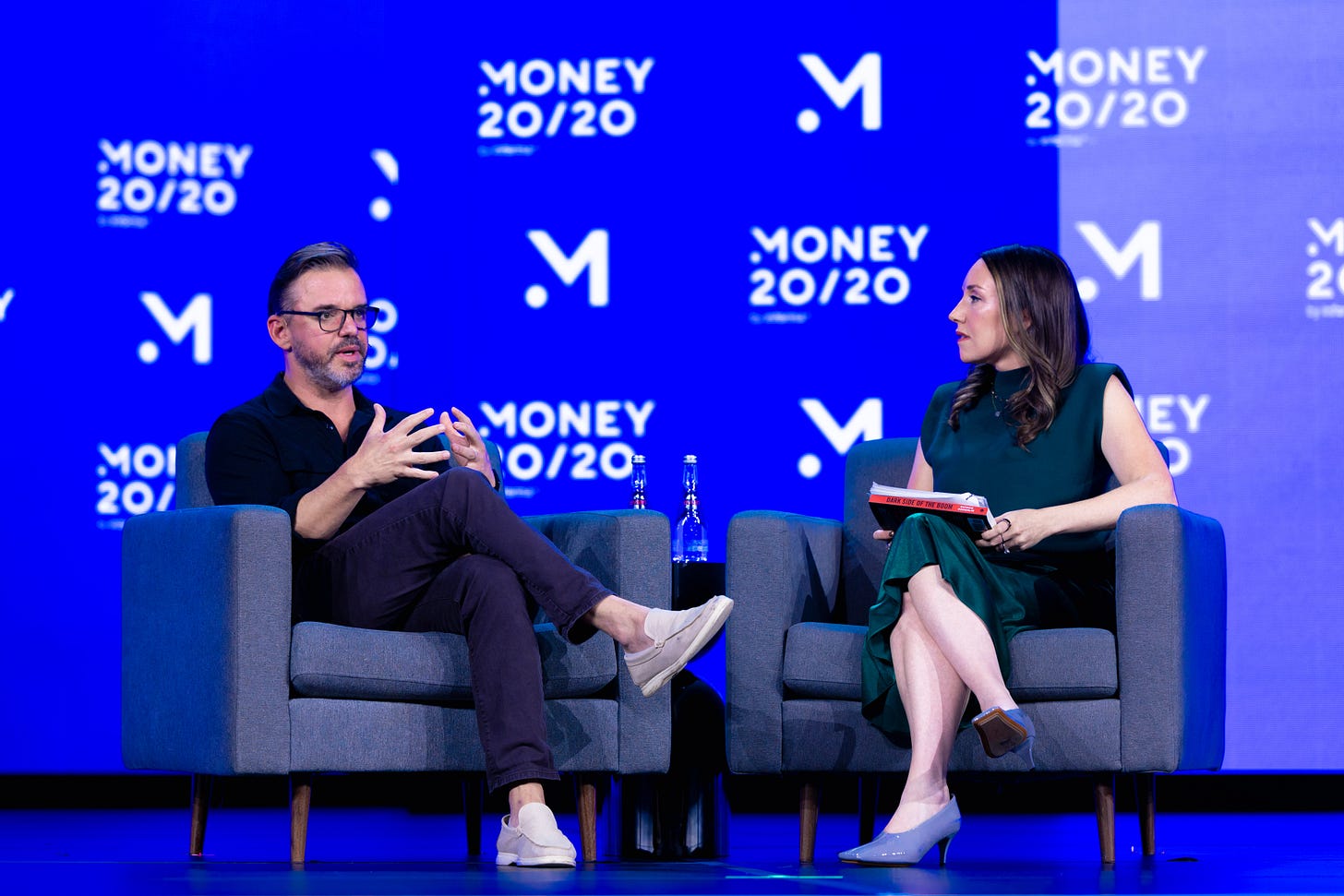 Savi CEO Patrick Coughlin, left, speaks with Acrew Capital’s Lauren Kolodny during their main-stage conversation about AI scams and consumer protection at Money20/20 USA 2026 in Las Vegas. Savi CEO Patrick Coughlin, left, speaks with Acrew Capital’s Lauren Kolodny during their main-stage conversation about AI scams and consumer protection at Money20/20 USA 2026 in Las Vegas.