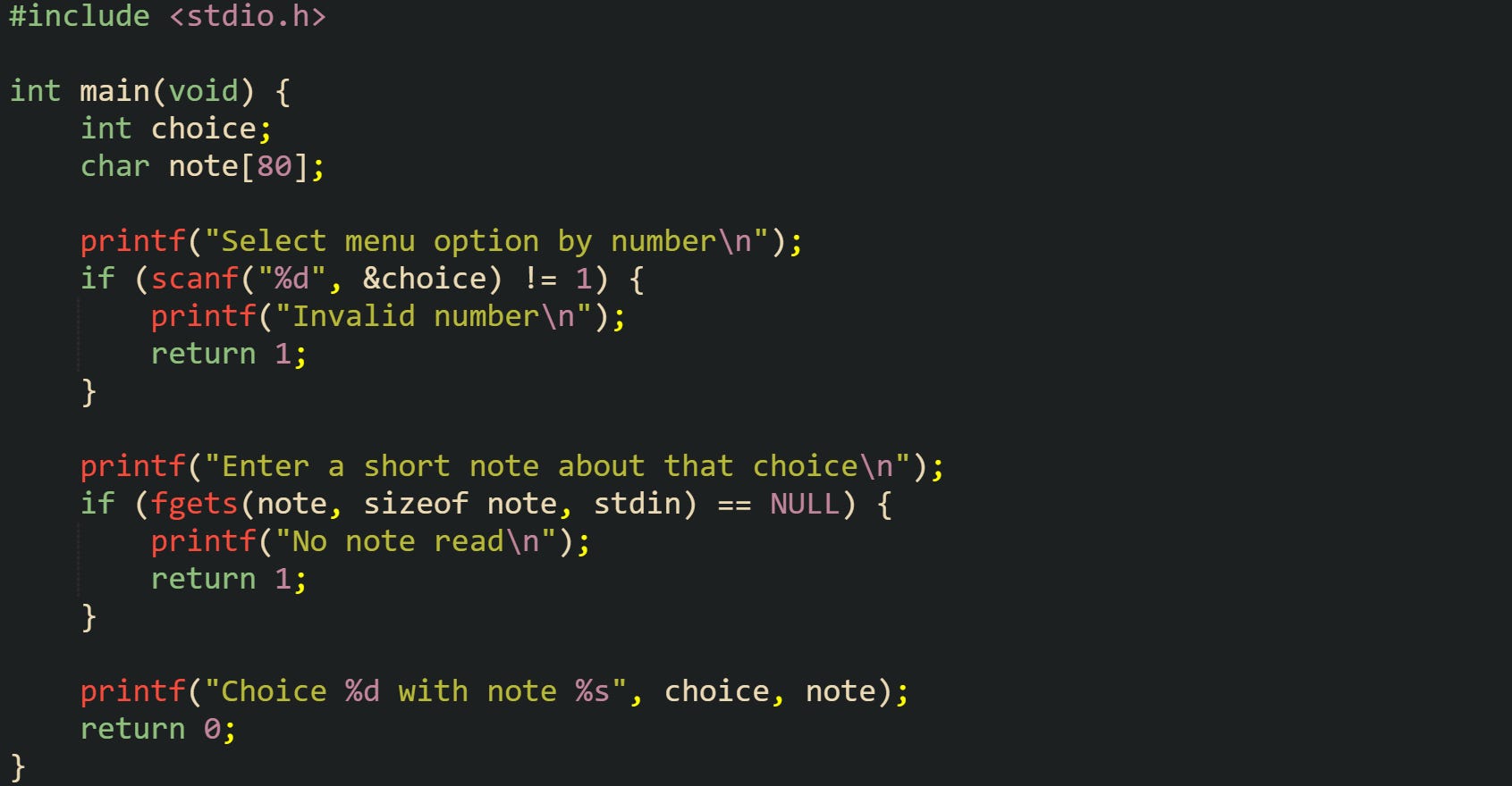 Input Handling With scanf and fgets in C