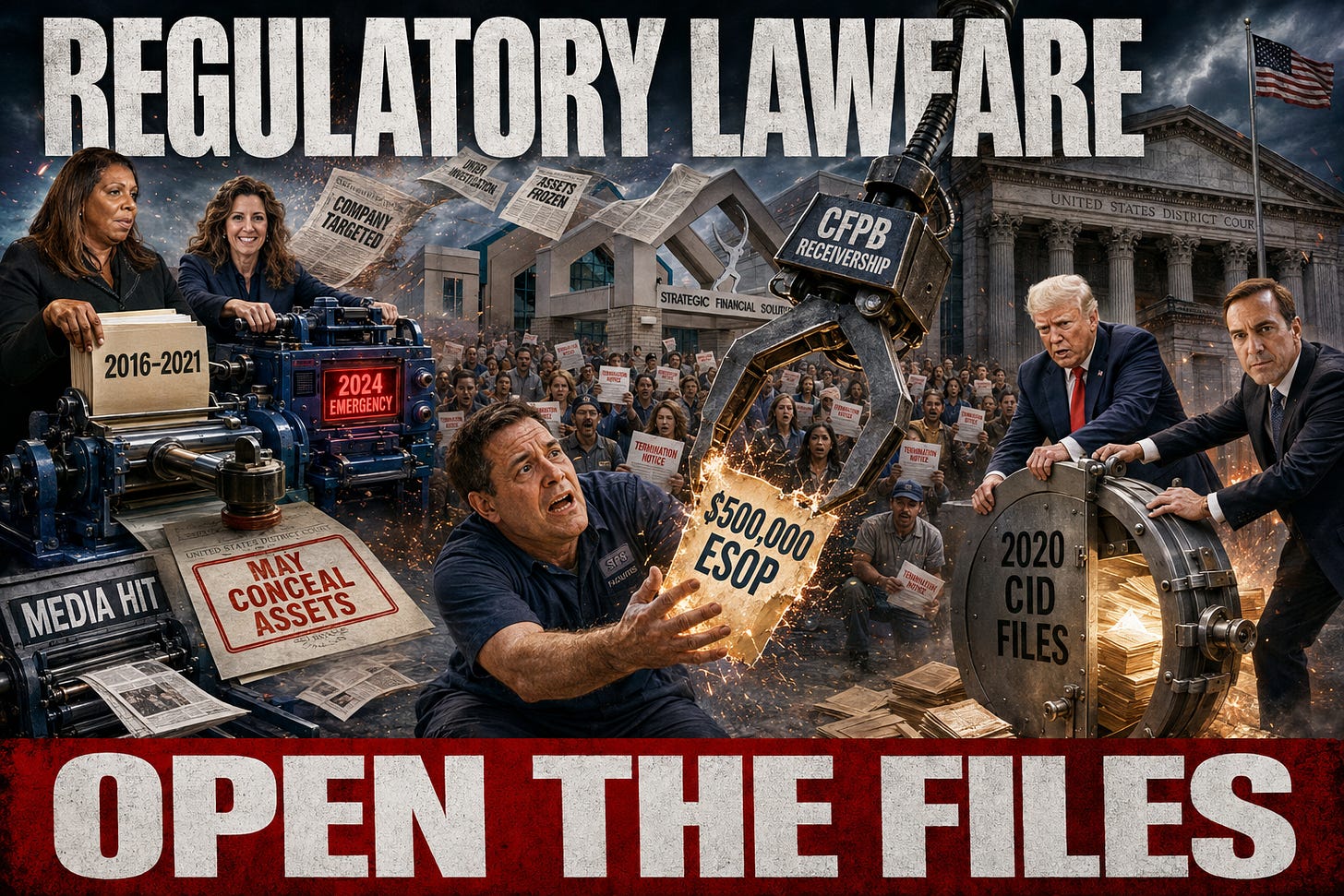 Regulatory Lawfare Robbed The Janitor: The CFPB and Letitia James sold a years-old probe as an emergency, wiping out workers with lies.