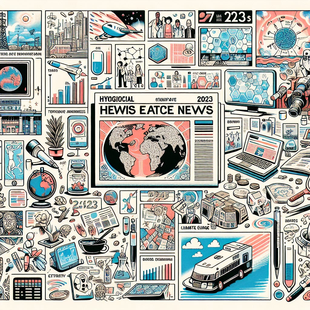 read the new york times headlines from 2023 and make a collage of the most important stories from the year