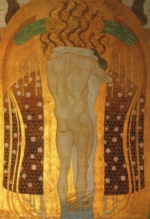 Hymn to Joy. Detail from Beethoven Frieze - Gustav Klimt - 1902