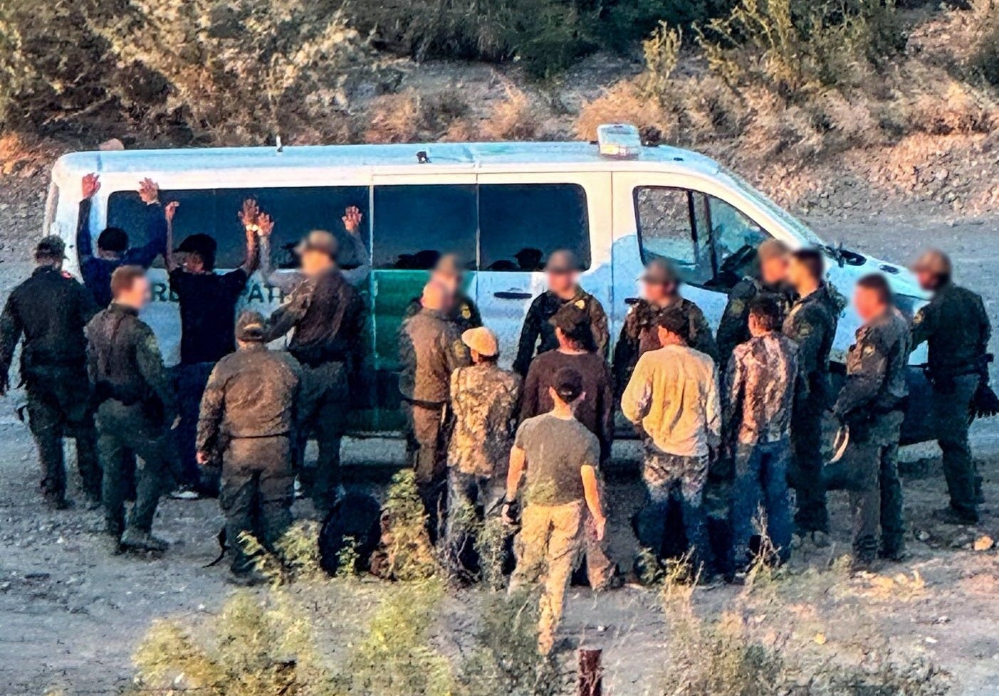 Laredo Sector Border Patrol Agents apprehend a group of migrants on August 14. 2026 (US Customs & Border Protection  photo)