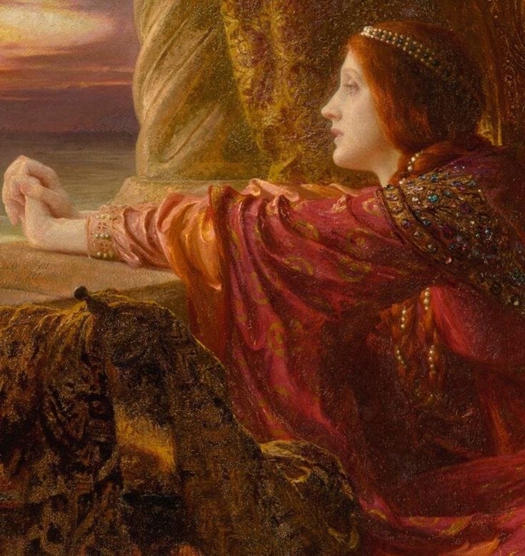 This may contain: a painting of a woman sitting on a ledge