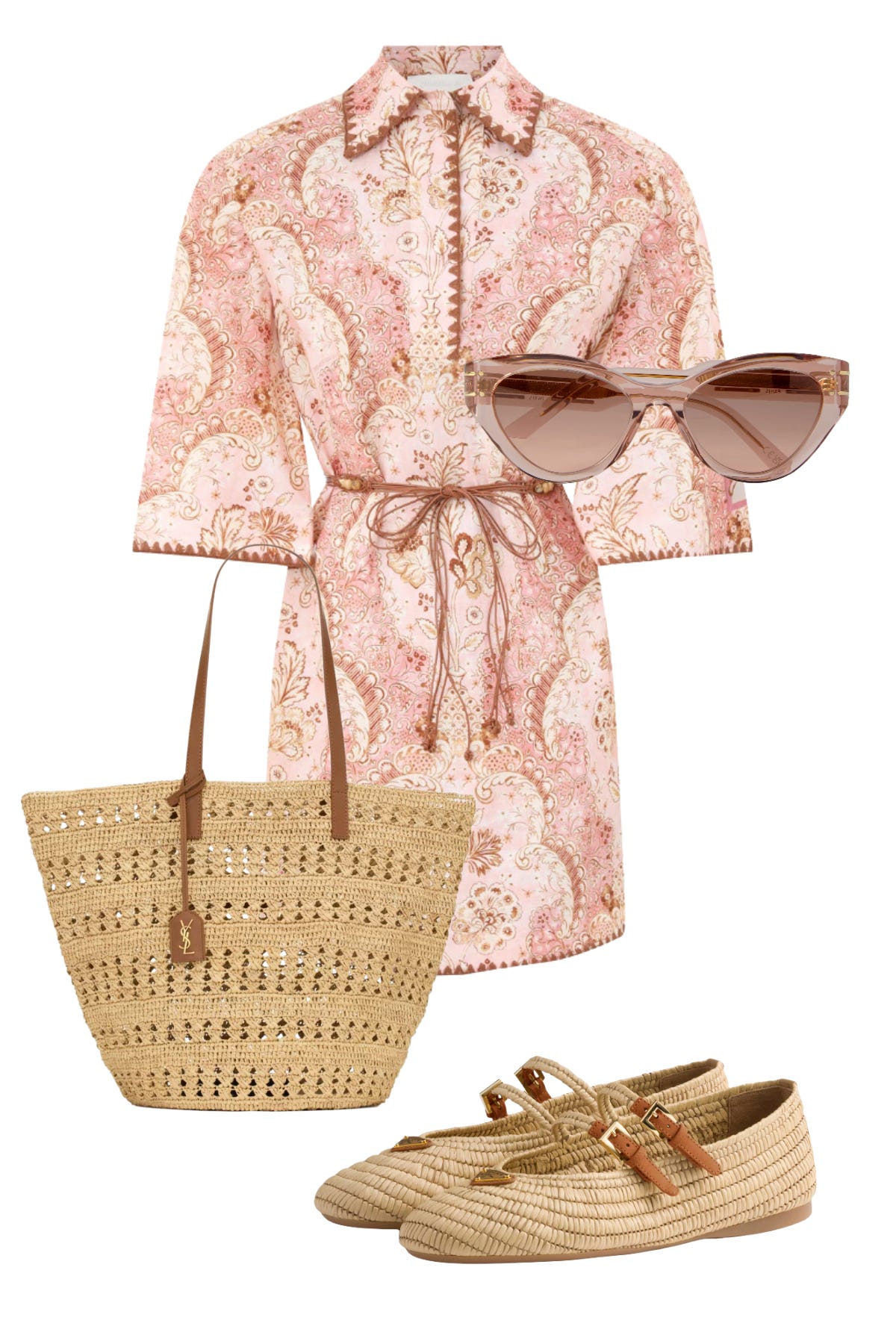 Lightweight linen spring dress styled with simple flats 