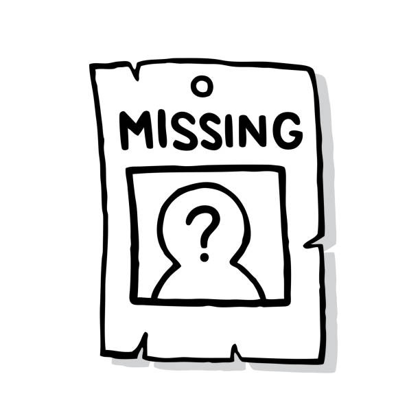 Missing Poster Doodle 5 Vector illustration of a hand drawn, black and white missing poster against a white background. missing persons stock illustrations