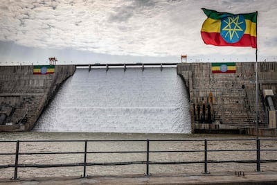 The Grand Ethiopian Renaissance Dam, over which Egypt and Ethiopia have been locked in dispute, during its opening ceremony in Guba last September. AFP