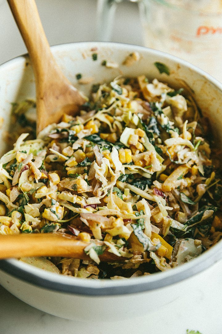 Mexican street corn slaw in the making.