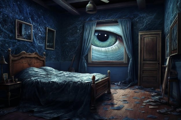 Premium AI Image | A room with a large eye on the window Premium AI Image | A room with a large eye on the window