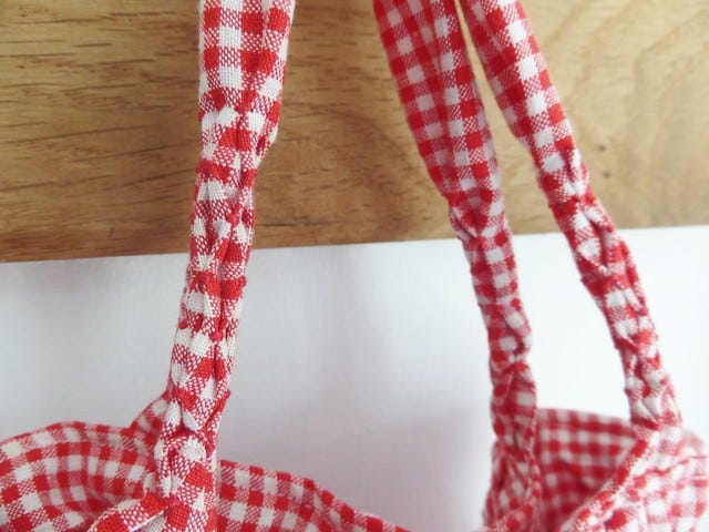 Handles of Smocked Peg Bag Handles of Smocked Peg Bag