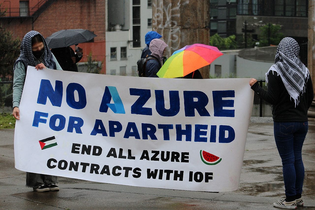 A protest by No Azure For Apartheid outside Microsoft Build, Seattle, Washington, May 2024. (Courtesy of No Azure For Apartheid)