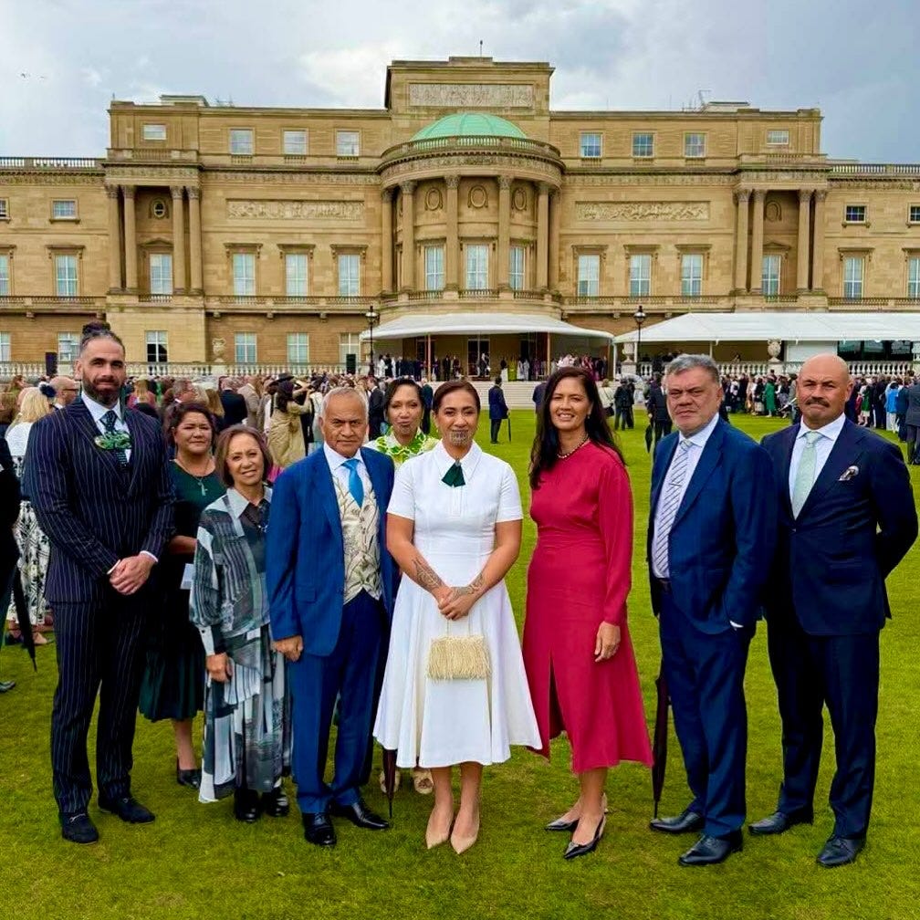 Te Arikinui Kuini Nga wai hono i te po, and her delegation attended the Garden Party at Buckingham Palace.