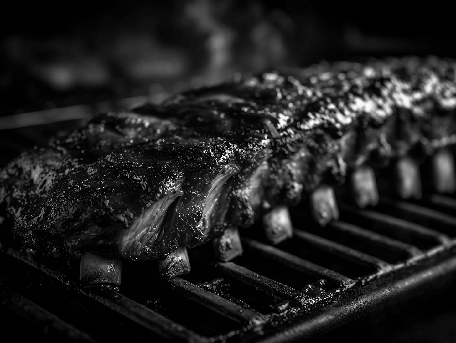 a rack of ribs cooking on a grill a rack of ribs cooking on a grill
