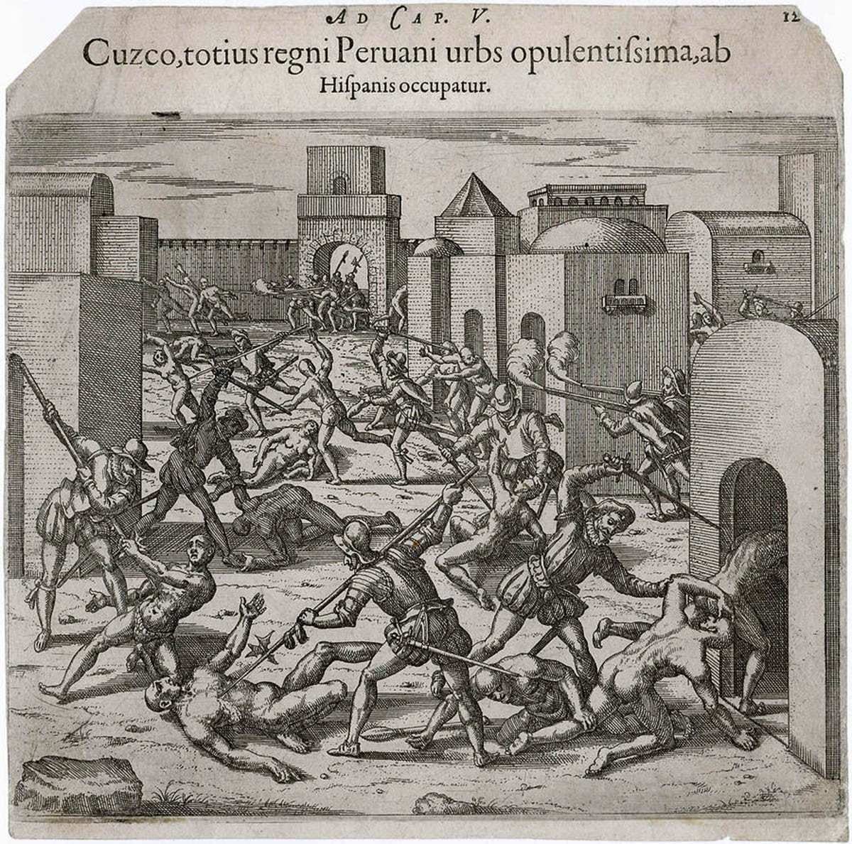 theodore de bry francisco pizarro conquistador cuzco engraving