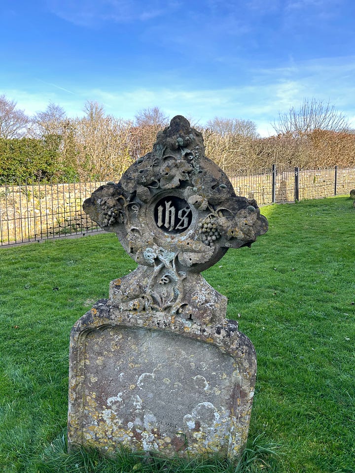 Graves in the churchyard at St Swithun's Bathford.