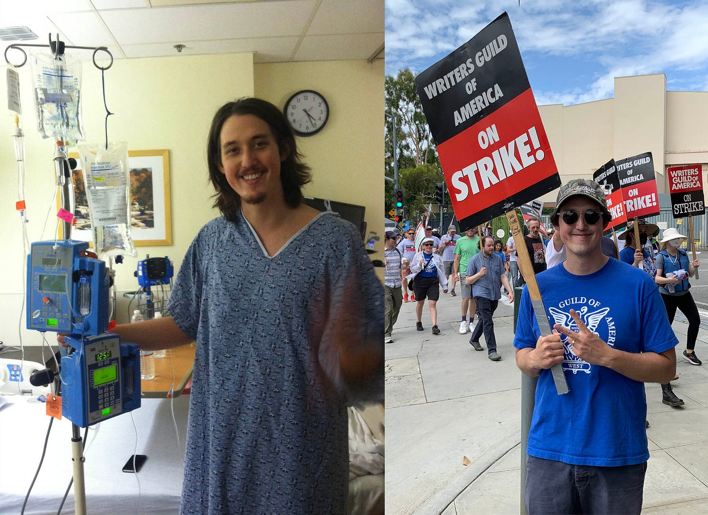 Walking in circles in the hospital and on strike.