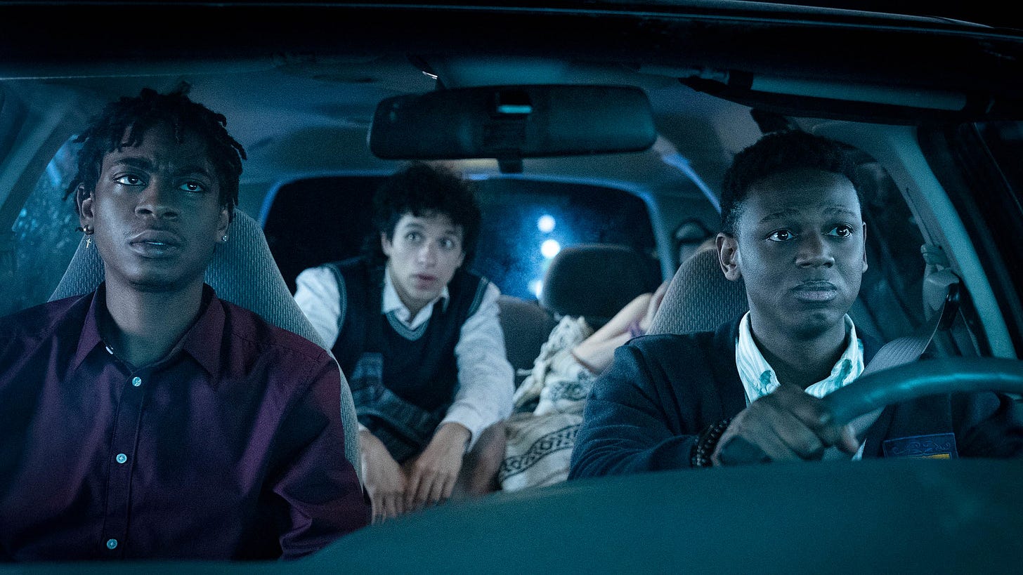 The three buddies at the heart of Emergency in a car 