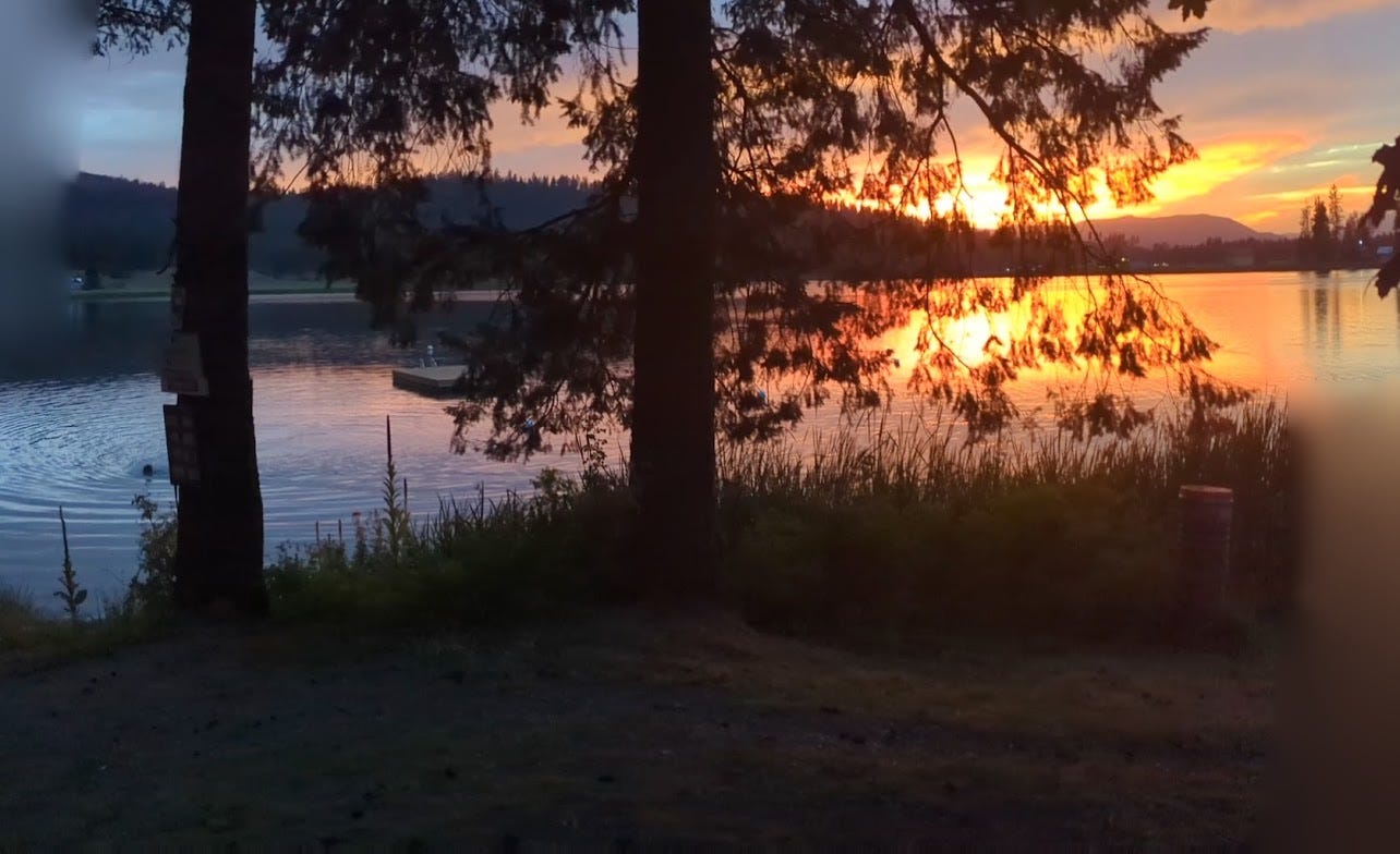 sunset on lake