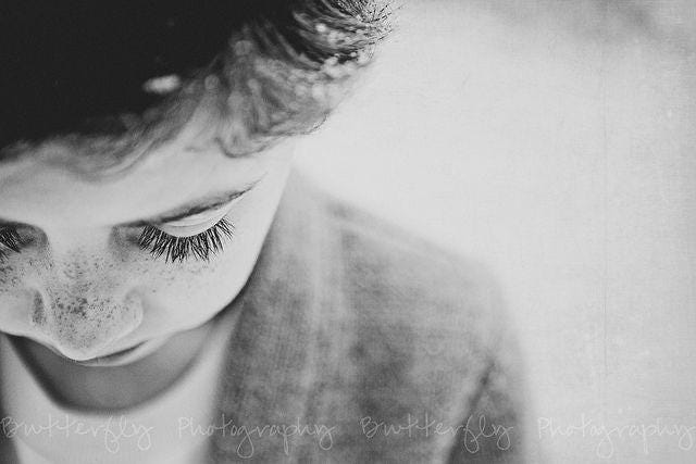 May be a black-and-white image of child