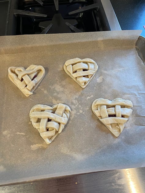 Hand pies made in heart shapes