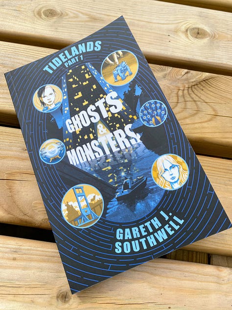 3 images of complementary print copy of Tidelands from CMP, front cover, back cover and sample inside page.