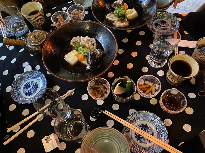 Agedashi tofu and wine jelly at Omen Azen