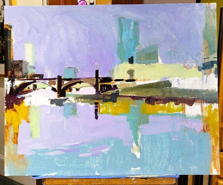 Paintings of bridges over the Schuylkill River