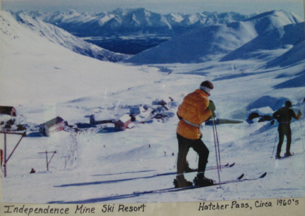 Independence Mine Ski Resort in the Talkeetna Mountains of Alaska in the 1960s.