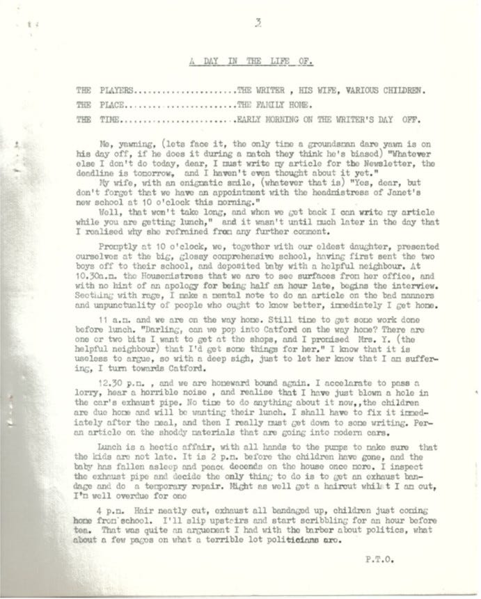 Text from a newsletter articled titled 'A day in the life of'