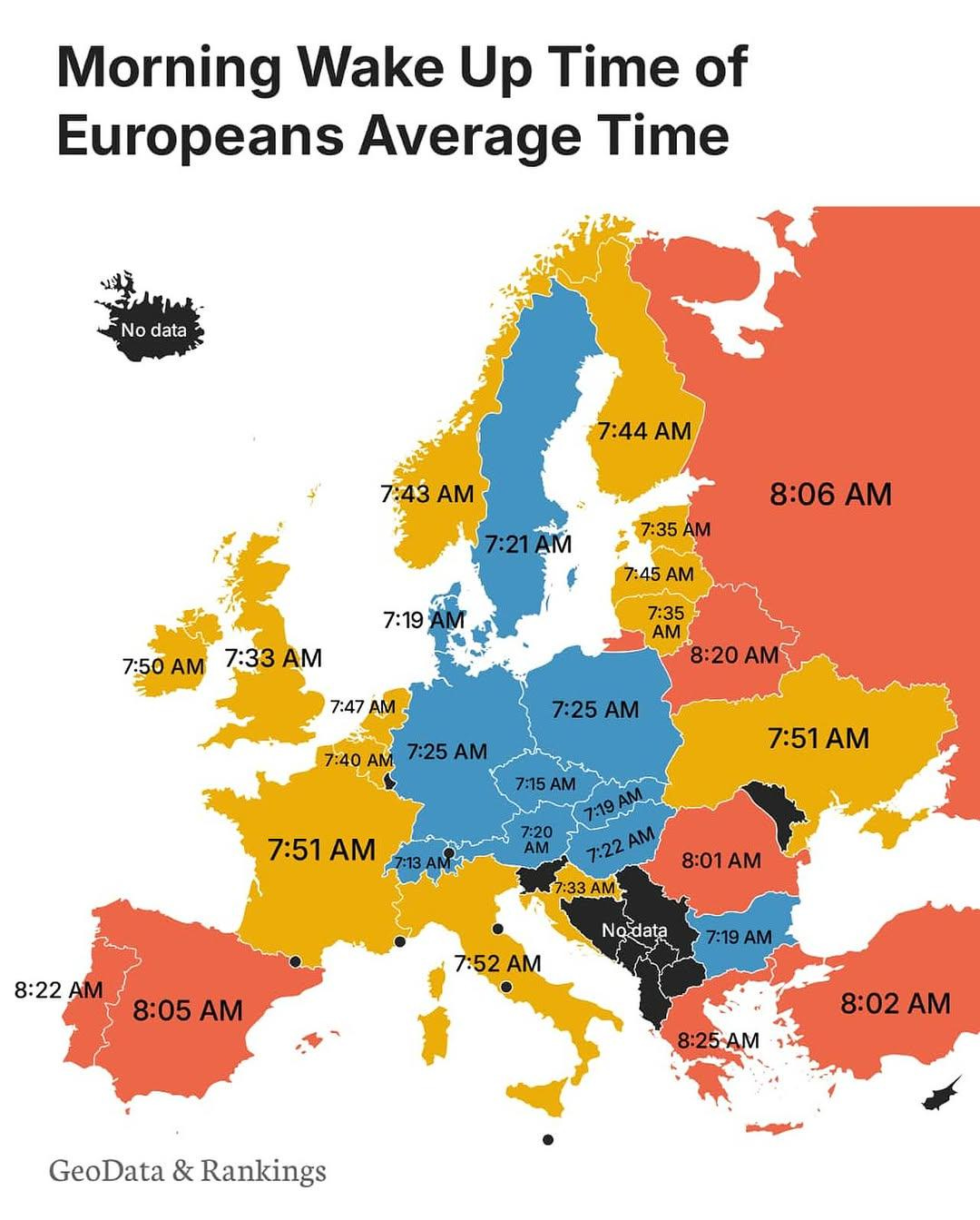 r/MapPorn - Morning Wake Up Time of Europeans Average Time