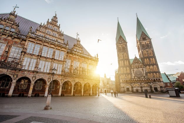 Market square with cathedral and old town hall at night bremen germany |  Premium Photo