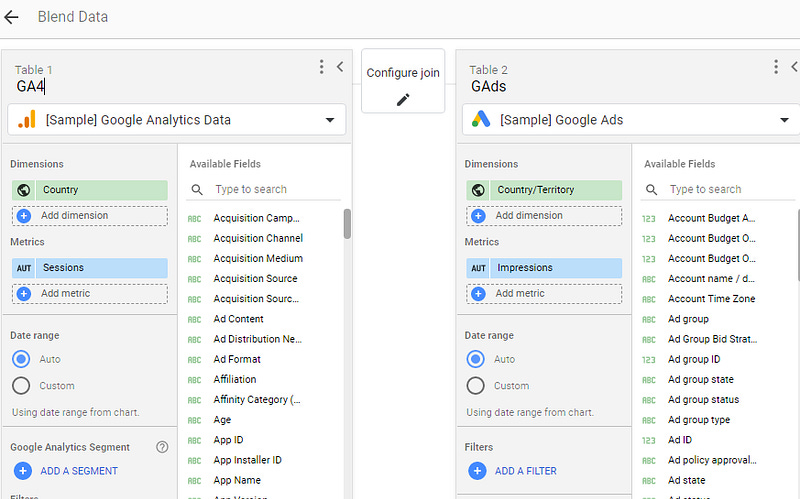 Looker Studio blend data part 1 blend data