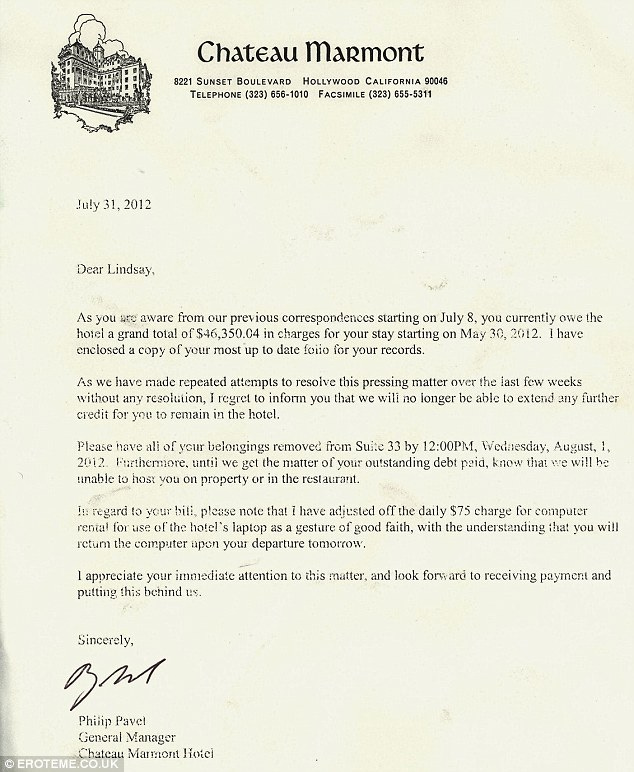 Lindsay Lohan 'banned from the famous Chateau Marmont hotel over $46,000  unpaid bill' | Daily Mail Online