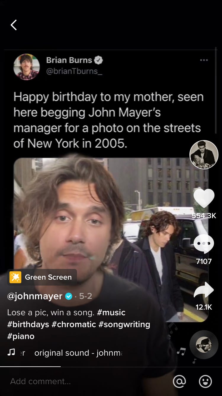 John Mayer's TikTok