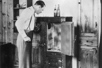 wooden ice box circa 1935