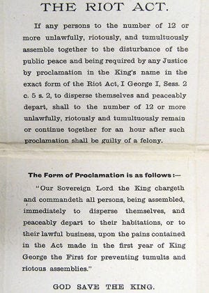 Today in history: reading the Riot Act for 300 years