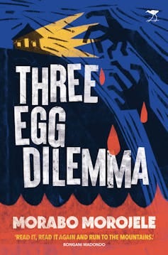 A book cover featuring an illustration of a house lit up on a hill at night, giant hands reaching up to it with creepy fingers.