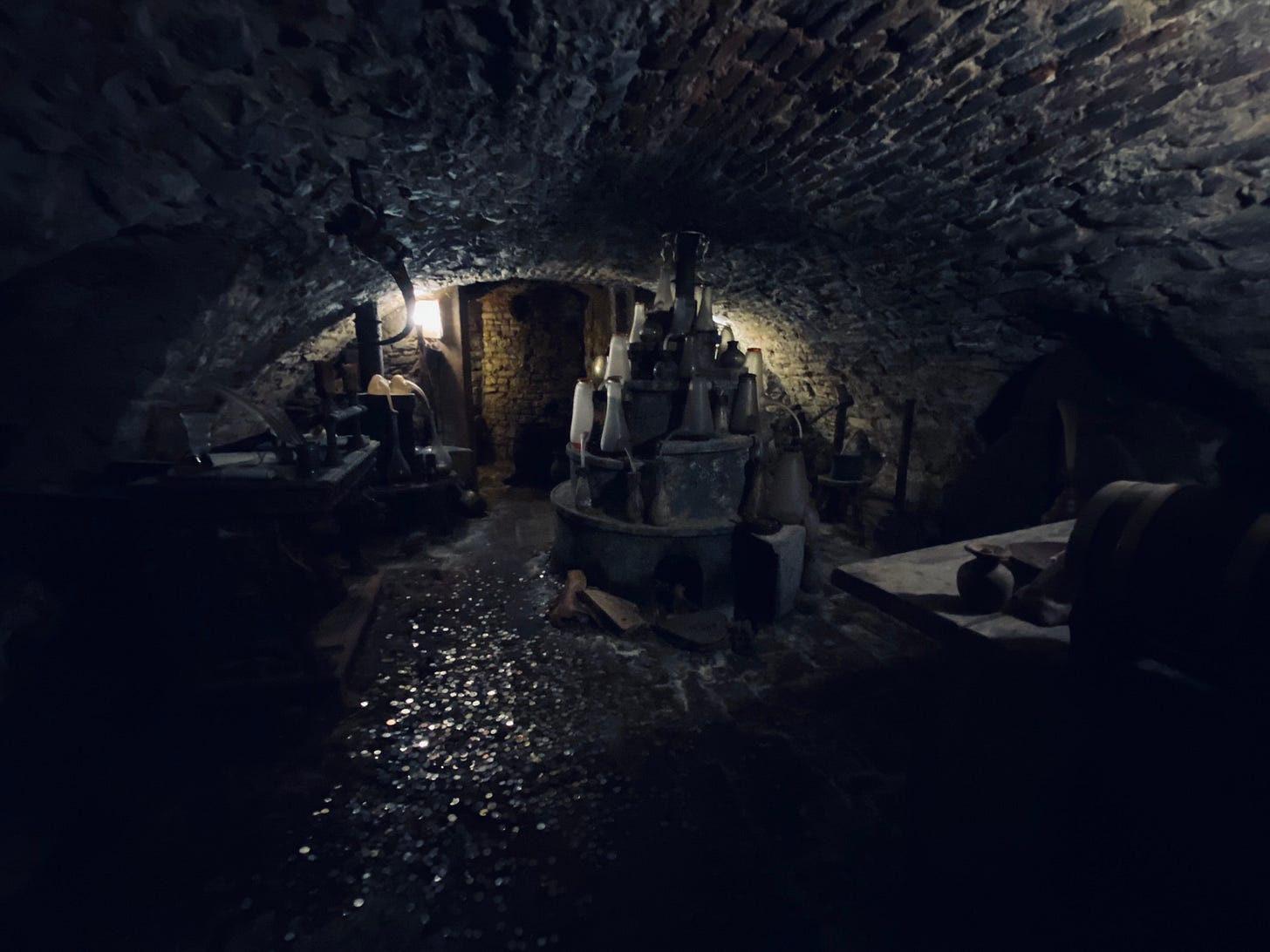 A photograph of one of the lost alchemy labs in Prague, in an underground tunnel.