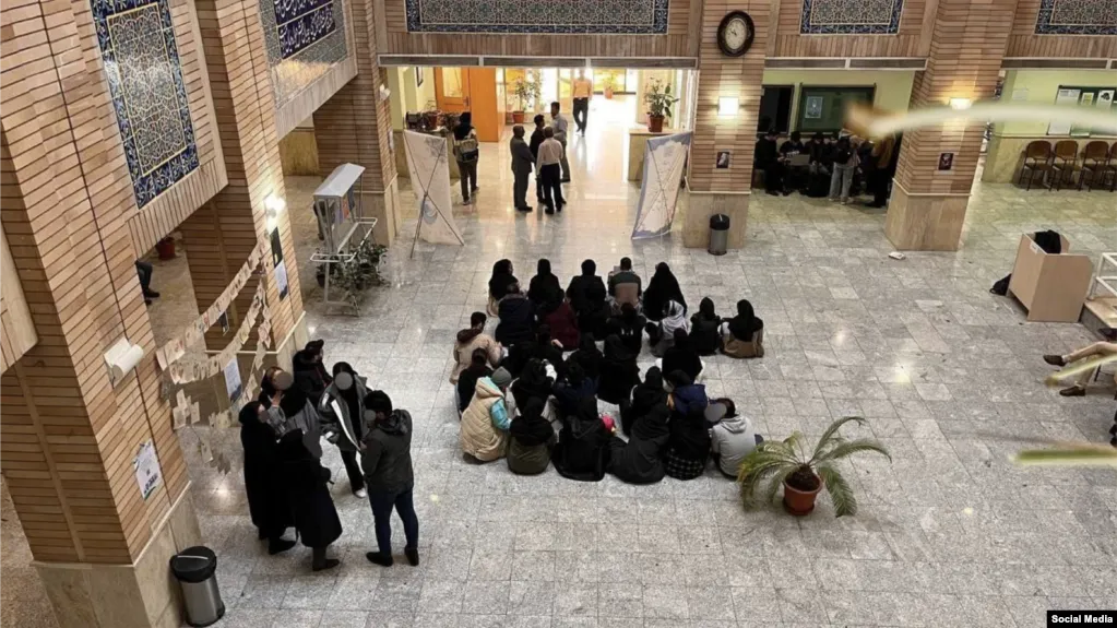 Psychology students hold a strike in Tehran's Beheshti University on November 21. Psychology students hold a strike in Tehran's Beheshti University on November 21.